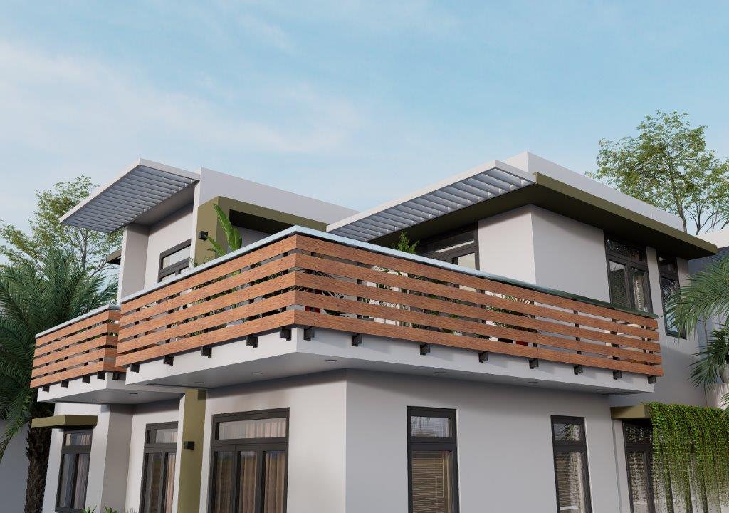 Modern balcony railing made with WPC Ultra planks