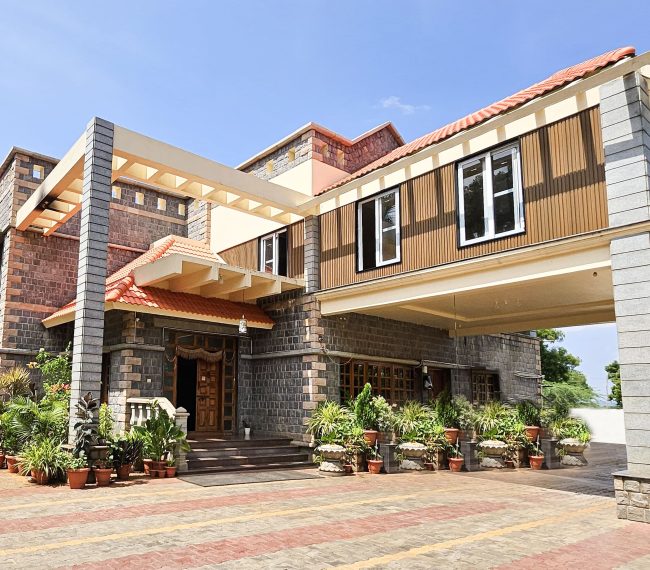 Home exterior with WPC cladding by best WPC supplier India Everwood.